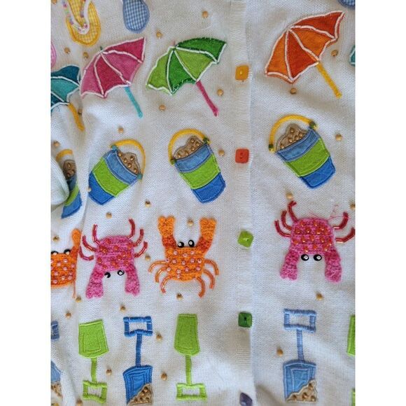 Vintage design options Philip Jane Gordon white Beach Crab cardigan starfish emb - Picture 7 of 16